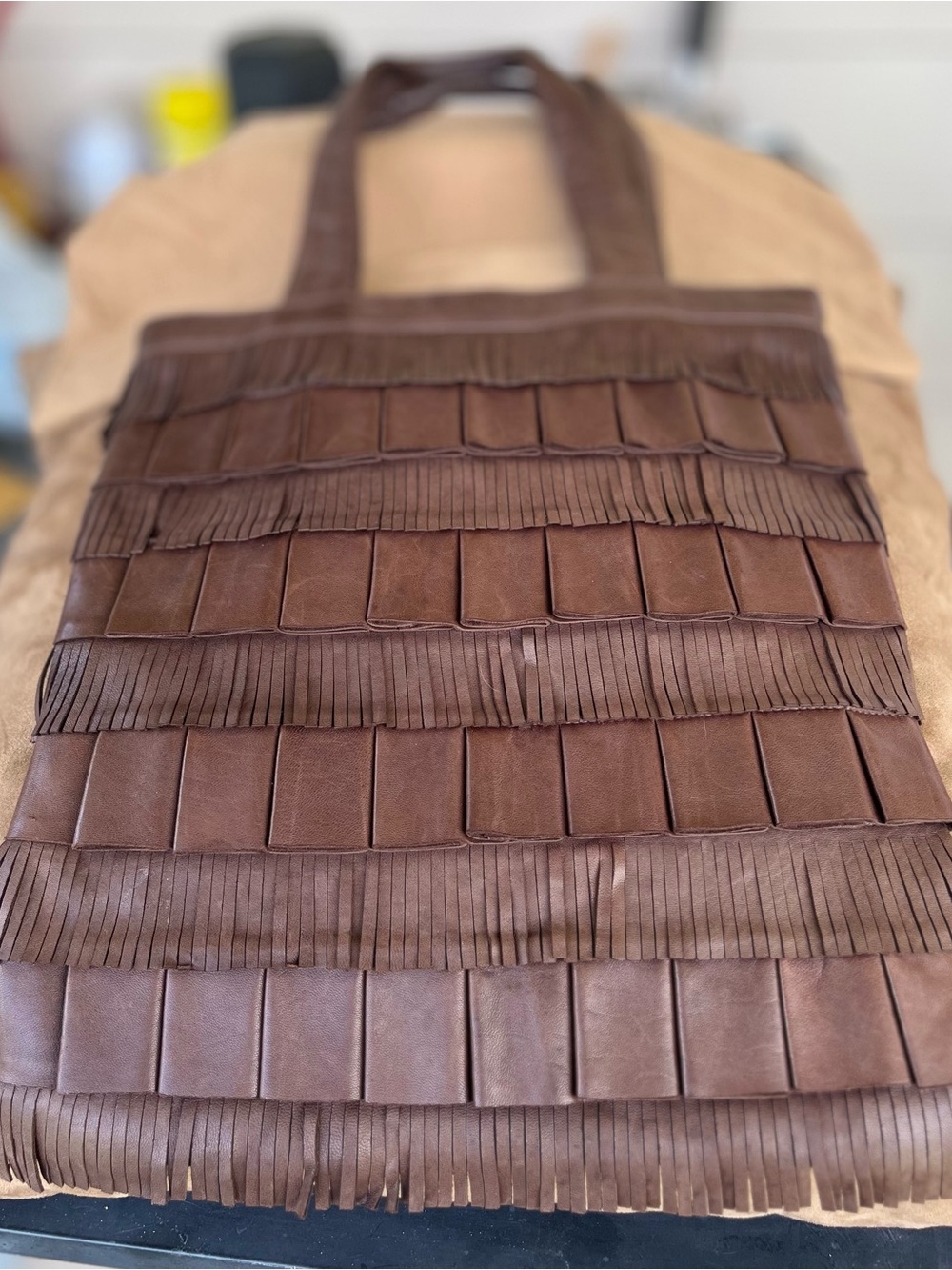 Scully Brown Leather Bag with Fringe ✨Vintage✨ - Picture 3 of 13